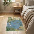 thumbnail image 3 of ODIKA 2'x3' Washable Accent Rug Pet Friendly, Bedside Mat Green Blue Pastel and Pond Scene Whimsical Nature Motif with Frogs Flowers for Bedroom, Nursery, RV, 3 of 7