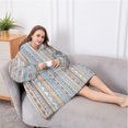 thumbnail image 5 of Oversized Wearable Blanket Hoodie,Colorful Geometric Striped Pattern Sherpa Blanket Hoodie with Super Pockets,Super Warm Fuzzy Pullover for Women & Men, 5 of 6