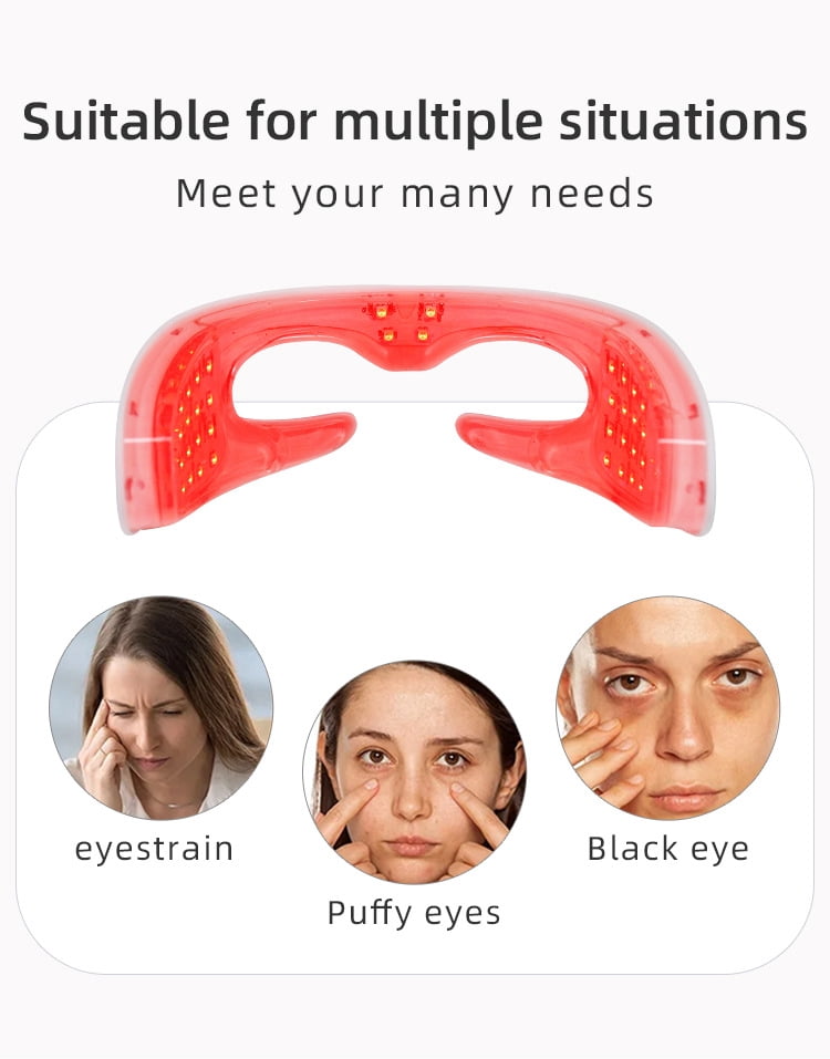 Eye Massager, 3 Modes Red Light Therapy Eye Device with Multi-Frequency Vibration for Anti-Aging, Skin Rejuvenation, Dark Circles and Wrinkles