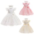 thumbnail image 2 of Vestidos de princesa con flores de encaje, vestido de verano para niñas pequeñas, boda, fiesta de cumpleaños, graduación, ropa para niños, disfraz informal 5T (Etiqueta 120) Gao Jinjia LED, 2 of 2