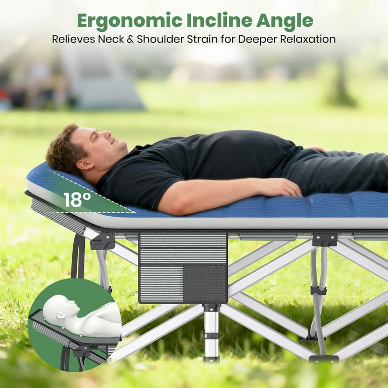GVDV Folding XXL Camping Cot with 2 Sided Comfort Mattress, Double