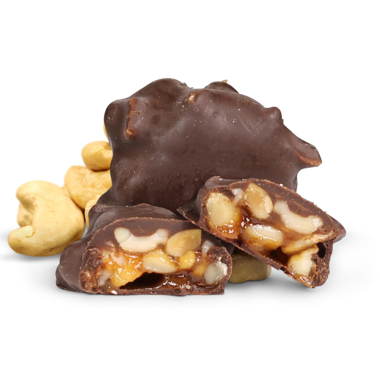 Chocolate Caramel Cashew Nut Clusters Red Gift Box - by It's Delish  12 OZ Premium Dark Chocolate Covered Nuts with Carmel Clusters  Christmas Gifts Box of Chocolates Candy Nut Turtles with...