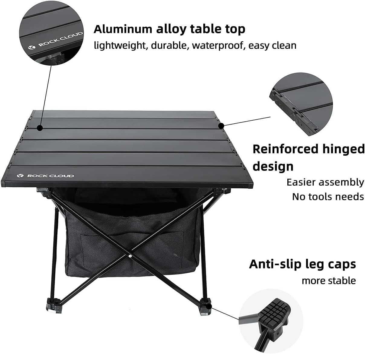 Portable Camping Table Ultralight Aluminum Camp Table with Storage Bag Folding Beach Table for Camping Hiking Backpacking Outdoor Picnic