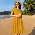 thumbnail image 4 of Disketp Goldenrod para Vestido de Manga Corta para Mujeres, Vestidos de Verano para Mujeres, Casual y Holgado para la Playa, 4 of 6