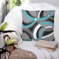 thumbnail image 3 of 14x14 Pillow Covers Set of 2, Turquoise Geometric Throw Pillow Covers Decorative Couch Cushion Case, Grey Classic Abstract Lines Striped Microfiber Square Pillowcases for Bedroom Car Living Room, 3 of 7