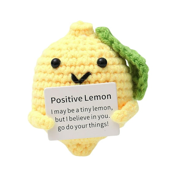 Positive Crochet Handmade Support Plush Toy, Lemon-Shaped Soft Stuffed Animal For Friends Colleagues Teacher Birthday Christmas Valentine's Day Gift, Unbranded Plush Toy