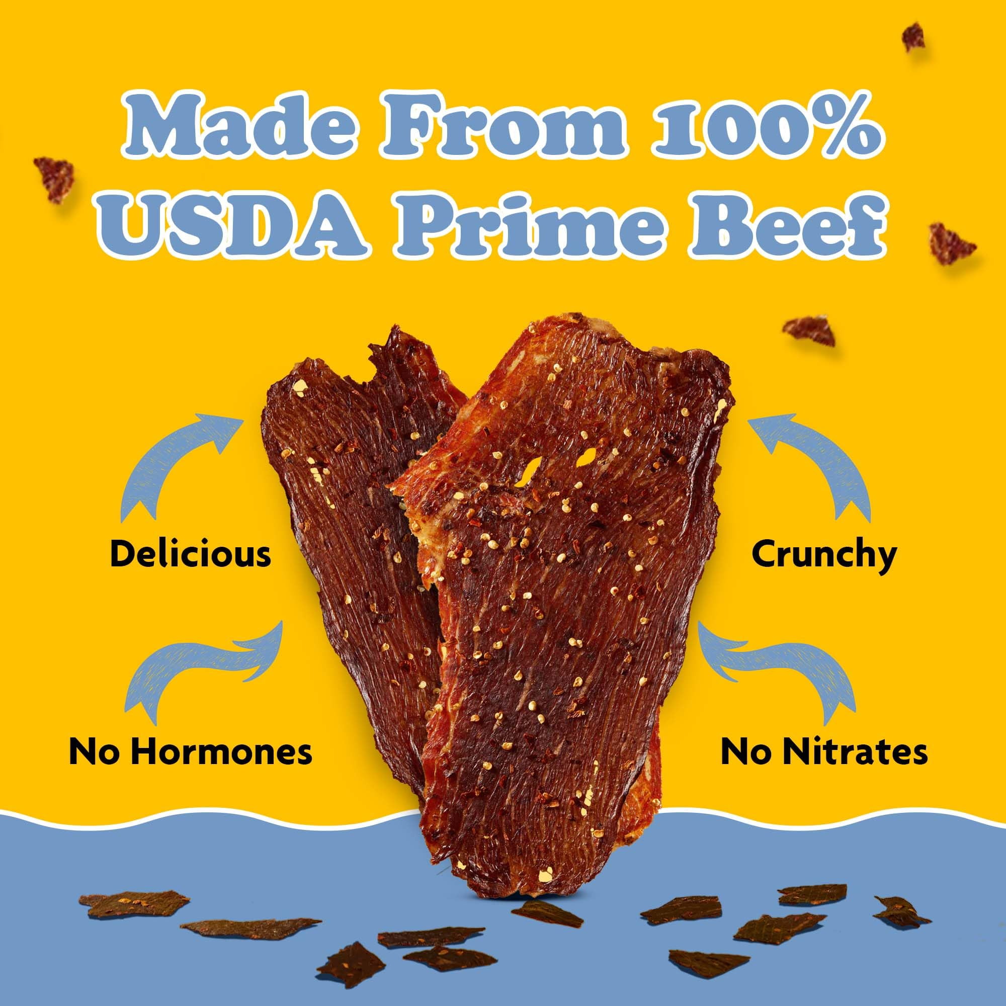 Yay's Snacks Sweet and Spicy Beef Crisps | High-Protein Ready-to-Eat Crispy Crunchy Chipped beef | Mild Beef Jerky with 24g Protein per Bag, Non-GMO Healthy Meat Snack, Made in USA pack of 1(1.75 oz)