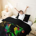 thumbnail image 3 of Castle Fairy Handball Print Twin Duvet Cover, Gradient Watercolor Splash Twin Bedding, Black Green Yellow,Black Reversible,2pcs,1 Duvet Cover and 1 Pillowcase, 3 of 6
