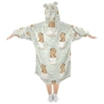 thumbnail image 2 of Wearable Blanket with Sleeves and Pocket Oversized Hooded Sweatshirt 3-14 YR Cute Capybara in Coffee Cups S, 2 of 7