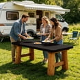 thumbnail image 5 of 8Ft Fitted Picnic Table Cover Spandex Outdoor Tablecloth Stretchy Table Cover For Camping Parties Outdoor(Black-76X244Cm), 5 of 6