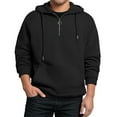 thumbnail image 4 of Kixjoy Zipper Hoodies for Men Big and Tall Long Sleeve Hooded Sweatshirts Casual Quarter Zip Fall Pullovers Drawstring Basic Lightweight Mens Hoodies Pullover with Pockets, Black 3XL, 4 of 4