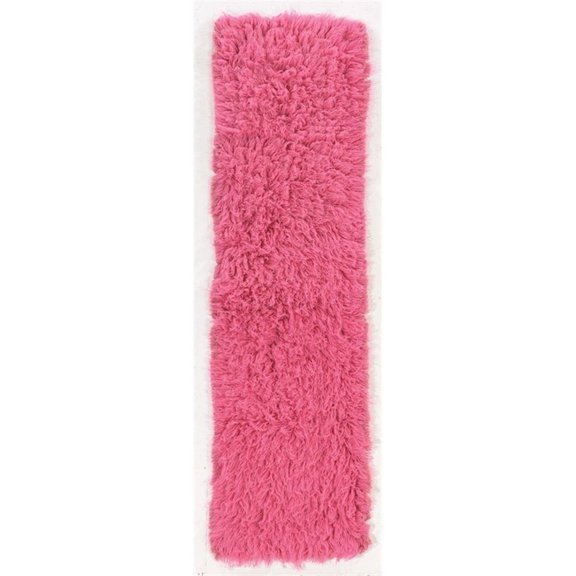 Linon New Flokati 1400grams Hand Woven Wool 2'4"x8'6" Rug in Pink