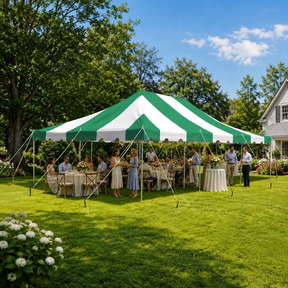 Party Tents Direct Weekender Pole Tent Party Canopy, 20x30 Green and White