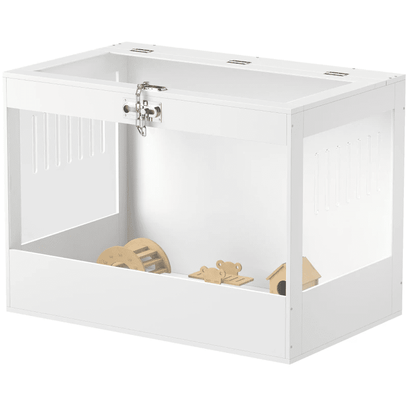 Pet Cage with Openable Top & Lock, Hut, Accessories, White