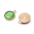 thumbnail image 2 of 8Pcs 4 Colors Alloy Resin Pendants AB Color Flat Round Charms with Scales Pattern Golden Mixed Color 17x13.7x4mm Hole: 1.8mm 2pcs/color, 2 of 5