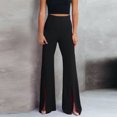 thumbnail image 6 of WREESH Womens Flare Leggings Pants Slim Pants High Waist Elastic Stretch Pants Open Fork Casual Pantspants Black, 6 of 6