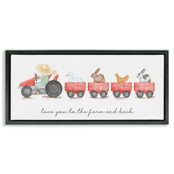 Stupell Industries Love You Farm & Back Animals & Insects Painting Black Floater Framed Art Print Wall Art, 25 x 11
