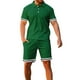 thumbnail image 2 of Conjunto Corto de Hombres, Moda Casual Color Sólido Manga Corta Cordón de Solapa Elástico Conjunto de Cintura, 2 of 8