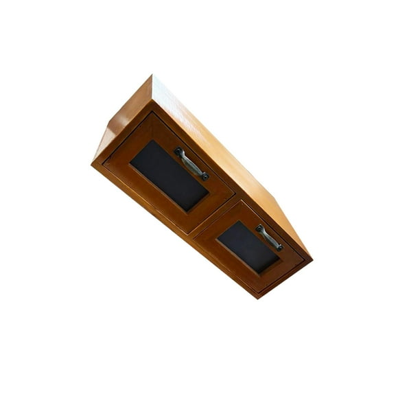 Transemion Wood Desktop Storage Box Counter Multifunctional Riser Stand Desktop Double Drawer