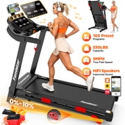 Electric Folding Treadmill for Home with Adjustable Incline & APP, 9MPH Speed, 330lbs, HiFi Bluetooth Speakers, 3.75HP Foldable Compact Treadmill Walking Running Machine