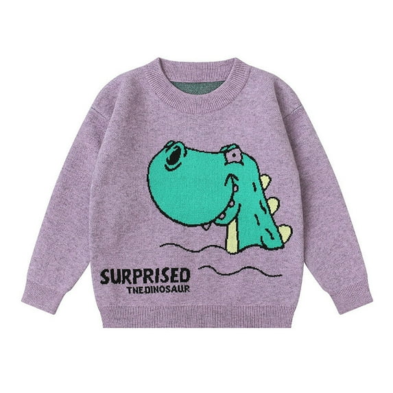 Esaierr Baby Toddler Boys Knit Sweater for Kids Boys Sweater Pullover Long Sleeve Cotton Autumn Winter Warm Cartoon Dinosaur Sweater for 3-6Y