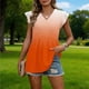 thumbnail image 5 of Craaazy Ladies Oversized Short Sleeve Tunic Tops, Lightweight Casual Shirt, V Neck Ruffle Sleeve Babydoll Blouse with Print for Everyday Outfits Gifts, 5 of 9