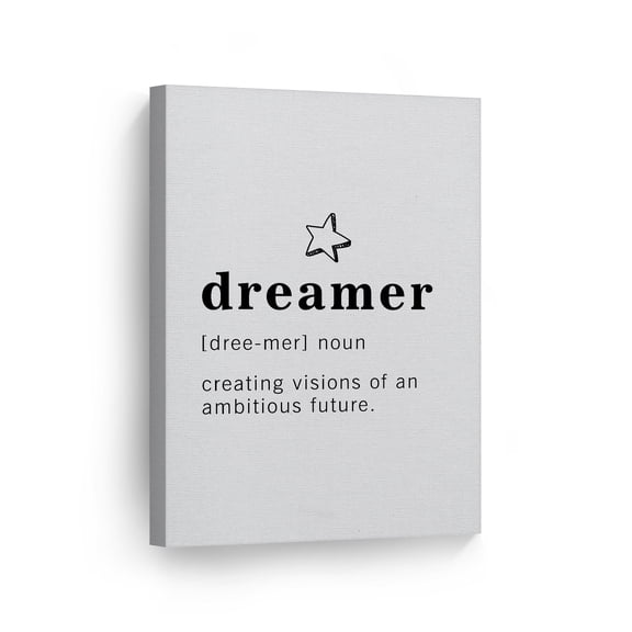 Smile Art Design Funny Noun Dictionary Definition of Dreamer Canvas Print Inspirational Quote Sign Office Living Room Bedroom Bathroom Wall Decor Wall Art Home Decor Made in USA 40x30