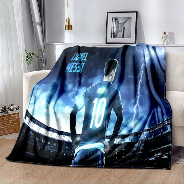 Manta de franela de fútbol superstar para adultos y niños, manta portátil para decoración de sofá y cama, regalo, l-leo, messi-i