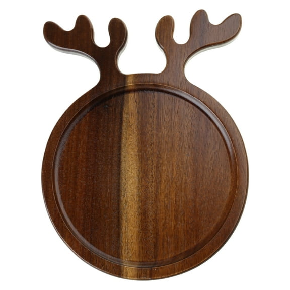 Acahhotxx Serving Platter, Wooden Serving Platter with Handles Christmas Reindeer Decorative Wood Plate Food Tray for Snack Fruit