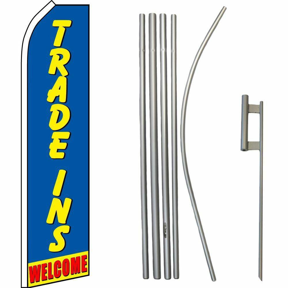 Spike Pole Flag Trades Welcome Here Swooper Feather Flag 16ft Aluminum Advertising Kit