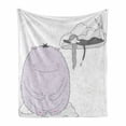 thumbnail image 1 of Cartoon Soft Flannel Fleece Throw Blanket, Doodle Imaginary Creature Sleeping Girl Clouds Stars Illustration, Cozy Plush for Indoor and Outdoor Use, 70" x 90", Pastel Purple and Dimgray, by Ambesonne, 1 of 5