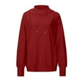 thumbnail image 6 of Wiicoznt Hoodies for Women Solid Color Fall Pullover Long Sleeve Drawstring Hoodies with Pockets Loose Lightweight Oversized Comfy Sweatshirts, 6 of 8