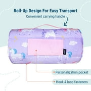 Wildkin Original Nap Mat with Pillow for Boys and Girls, Features Hook and Loop Fastener, Roll-Up Design, Soft Cotton Blend Materials (Unicorn)