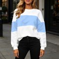 thumbnail image 2 of Sweatshirts for Women Color Blocked Fashionable Loose Round Neck Pullover Top Casual Long Sleeved Lounge Travel Work Hiking Outfit Fall Clothes, 2 of 9