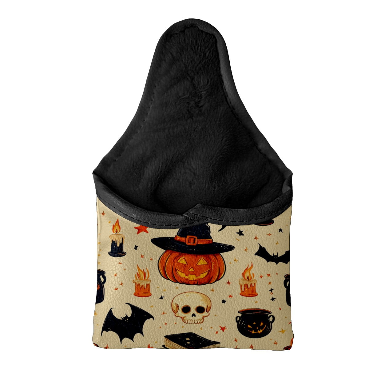 Golf Mallet Putter Cover Premium Leather Golf Putter Head Cover with Magnetic Closure Golf Cover for Men and Women Pumpkin Witch Hat