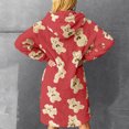 thumbnail image 3 of Women's Fleece Hooded Nightgown Cute Long Sleeve Flannel Sleepdress Fuzzy Sleepwear Pajama Loungewear with Pockets, 3 of 6