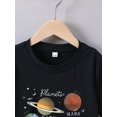 thumbnail image 3 of Boys Summer Short Sleeve T-Shirt, Cartoon Planet Letter Print, Casual Style, 3 of 6