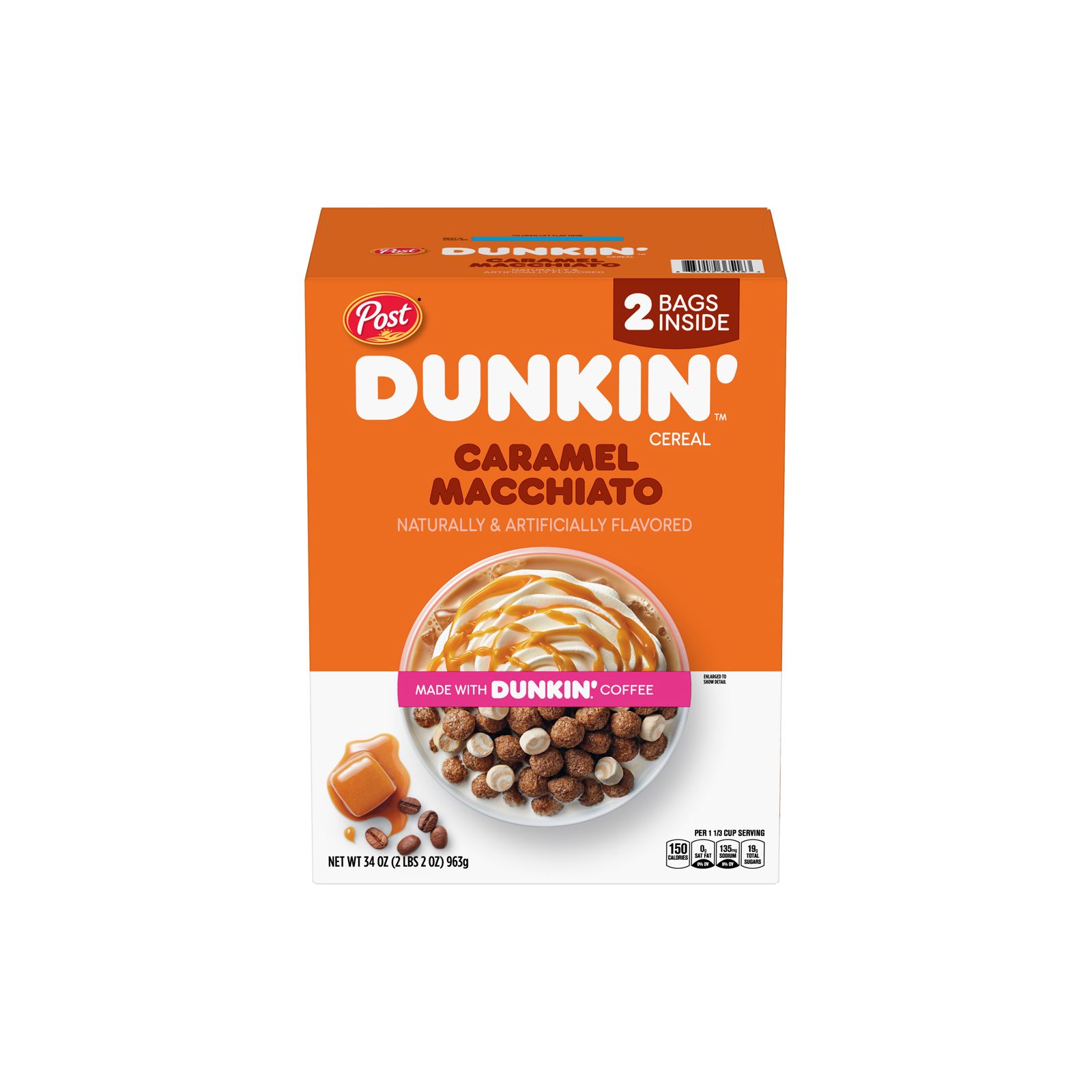 Dunkin Caramel Macchiato Breakfast Cereal, 34 oz.