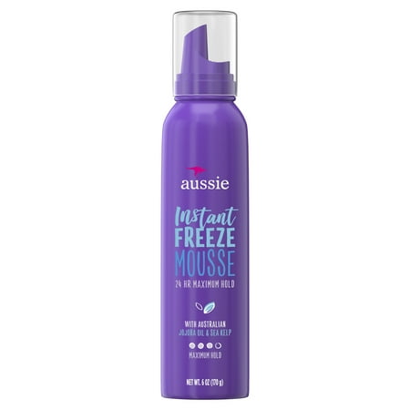 (2 pack) Aussie Instant Freeze 24-Hour Hold Mousse with Jojoba & Sea Kelp, 6.0 (Best Mousse To Make Hair Curly)