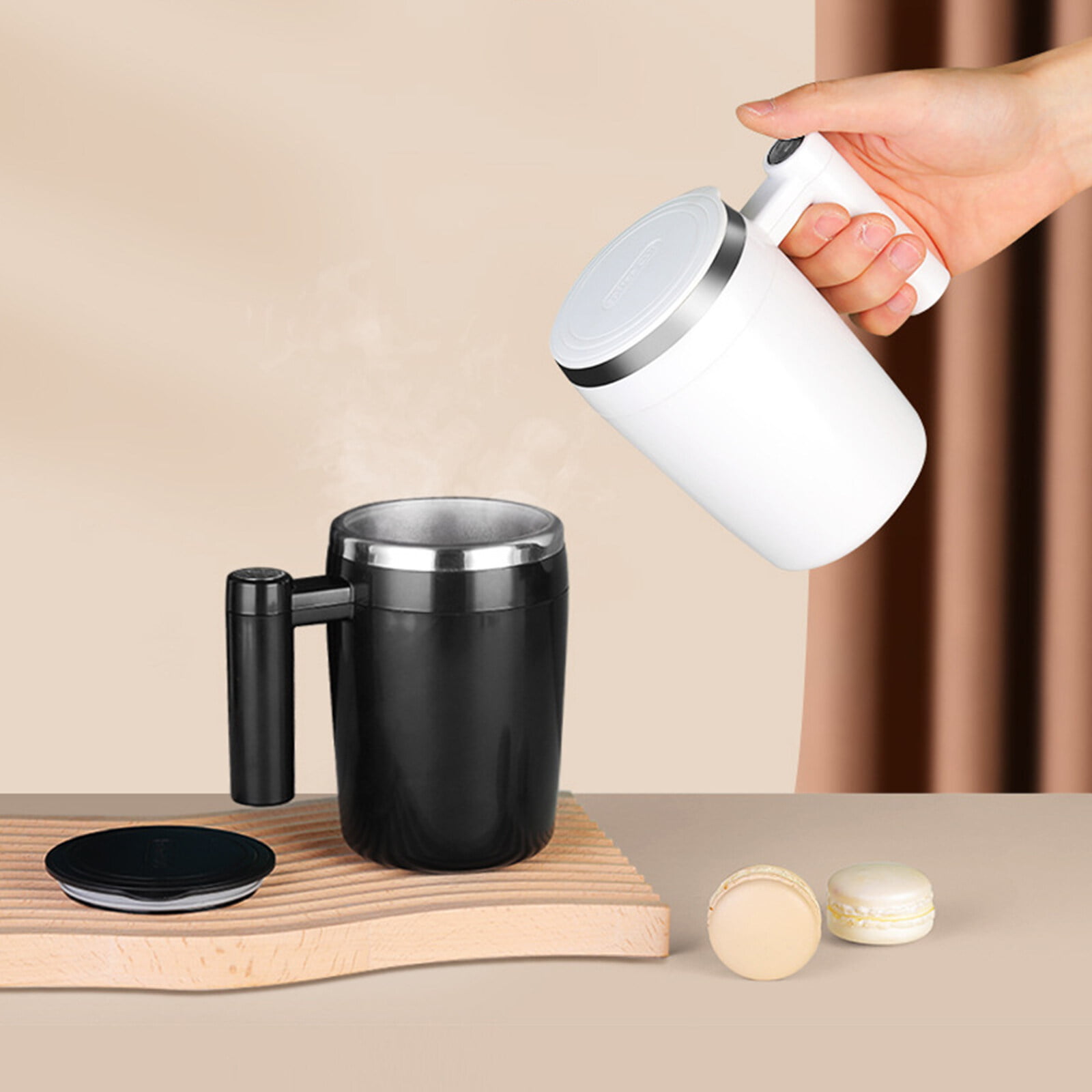380ml Automatic Self Stirring Mug Coffee Milk Fruits Mixing Cup Electric  Stainless Steel Lazy Rotating Mug Magnetic Stirring Cup.