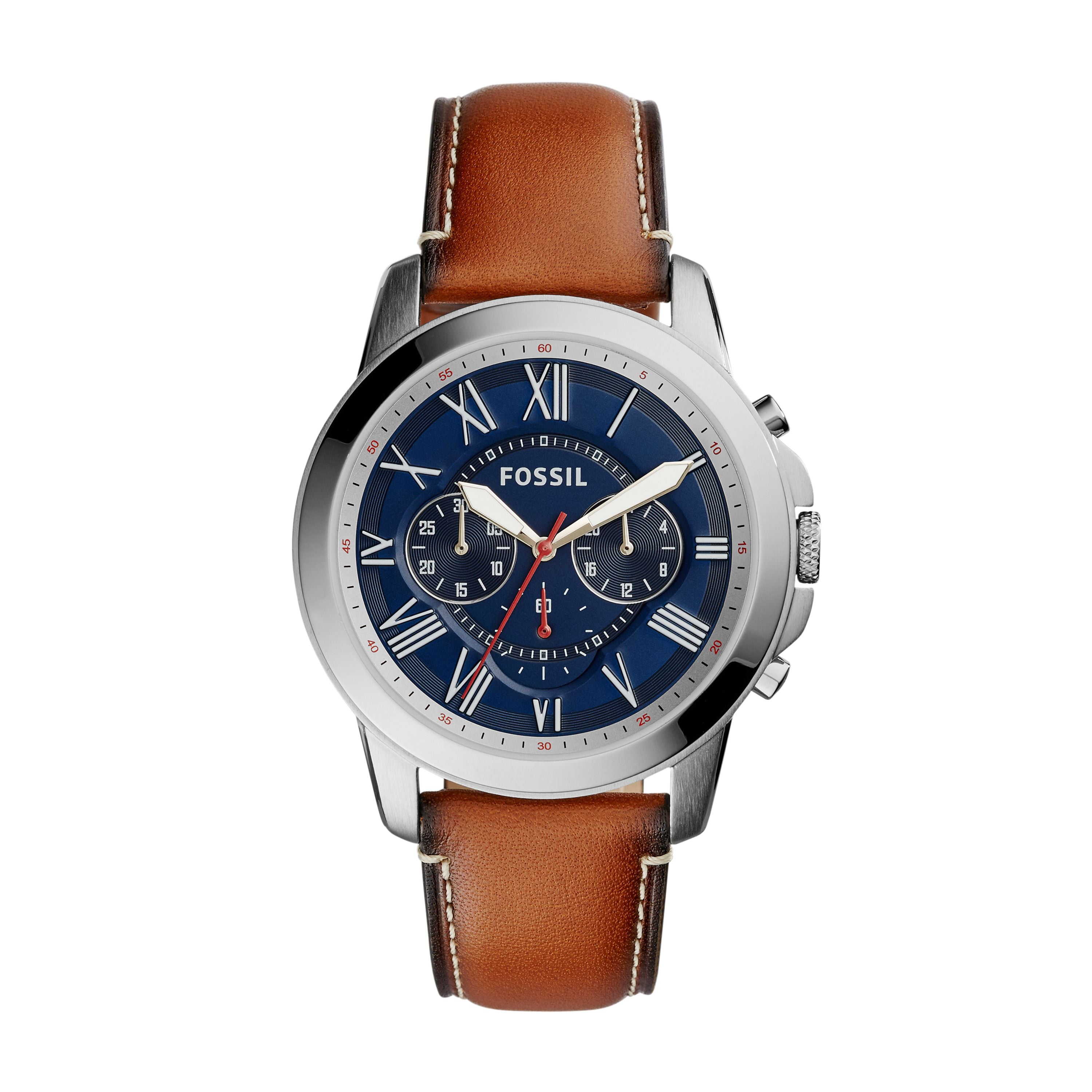 Fossil Men's Commuter Blue Dial Leather Watch FS5274 - Walmart.com