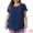Blue, variant on DARING DIVA Women's Plus Swiss Dot Crew Neck Tulip Top 1X Blue