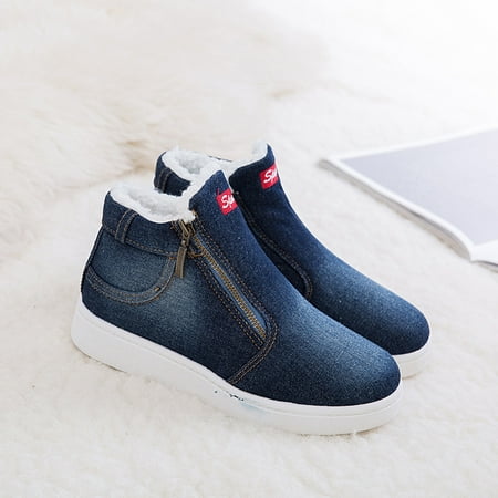 

Tejiojio Clearance New Winter Snow Boots Thickened Women s Shoes Denim Korean Cotton Shoes