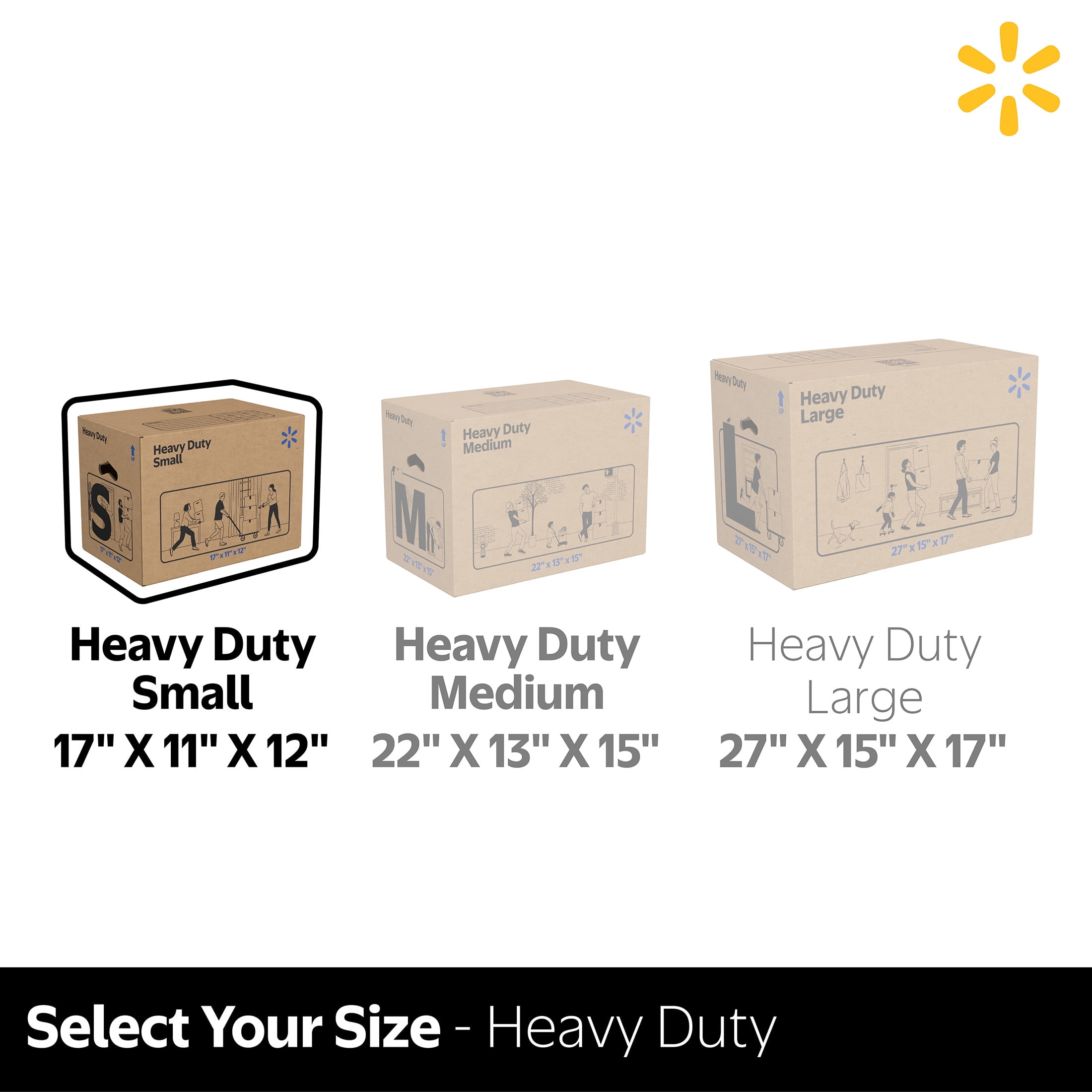 Walmart Small Heavy Duty Moving Box, Kraft, 17"L x 11"W x 12"H