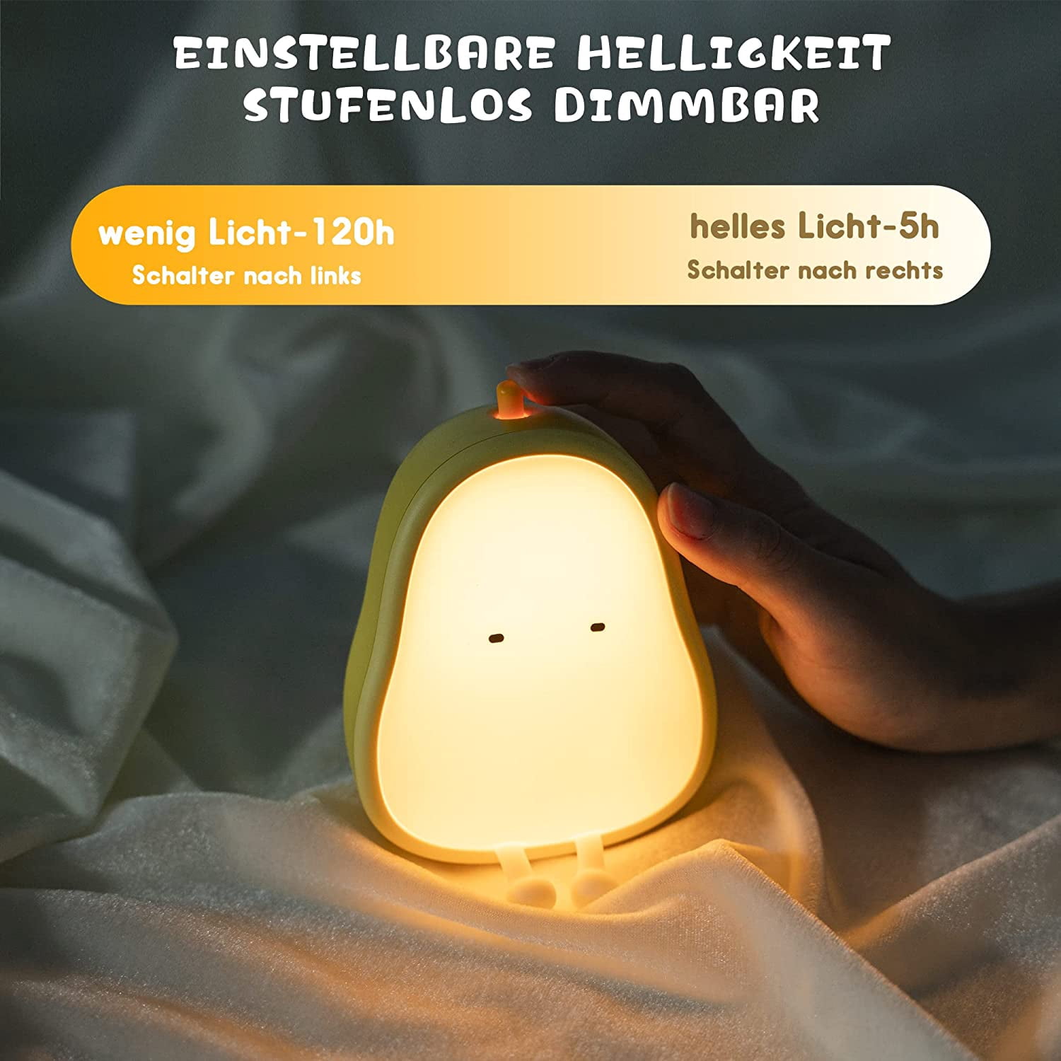 Children's Night Light, Cute Baby Night Light Dimmable Silicone Sleep Aid Children Rechargeable Portable Baby Bedside Lamp Night Lamp for Baby Room