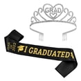 thumbnail image 1 of Miangastore Graduation Sash Satin Crown Headdress Silver 1 Set 63X3.7In, 1 of 8