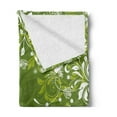 thumbnail image 2 of Green Soft Flannel Fleece Throw Blanket, Abstract Floral Ornaments Nature Inspired Branches Leaves, Cozy Plush for Indoor and Outdoor Use, 50" x 60", Apple Green Fern Green, by Ambesonne, 2 of 5