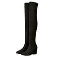 thumbnail image 6 of Women Boots Over Knee Long Boots Fashion Boots Heels Autumn Quality Suede Comfort Square Heels Black 3 in Heel, 6 of 7