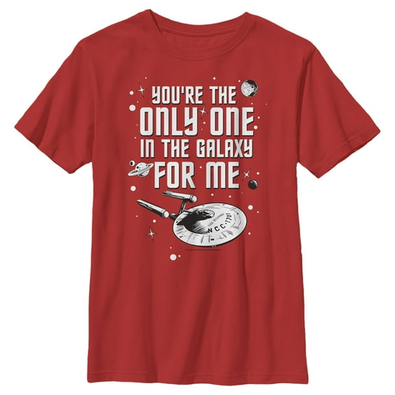 Boy's Star Trek Valentine's Day Your The Only One In The Galaxy For Me Graphic Tee Red X Large