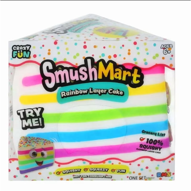 5" Viral Rainbow Layer Cake Squishy Toys , Smush Mart Giant Dessert Squishy , Soft Sensory Stress Relief Tools for Teens , Fun Novelty Gift for Holiday